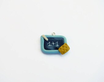 Slate charm school with sky blue polymer clay