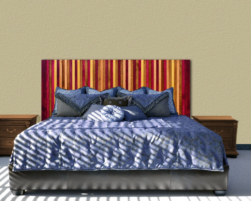 66x30 Wooden Queen Headboard Stained Wood Strip Wooden Wall Etsy