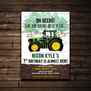 John Deere Birthday Invitation | Printable Winter or Summer Tractor Invitation | John Deere 1st Birthday Invitation