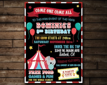 Circus Birthday Invitation | Printable Circus Invitation | Big Top Birthday