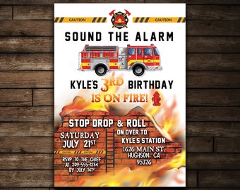Fire Engine Birthday Invitation - Etsy