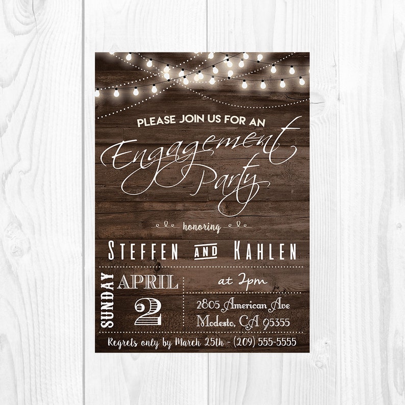 Rustic Engagement Party Invitation Printable Rustic Party Invitation Etsy