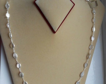 Hall-Mark-Silver-Sri-Lanka Single Link White Moonstone Chain Necklaces (NEW) 23N3, 23N4, 23N5