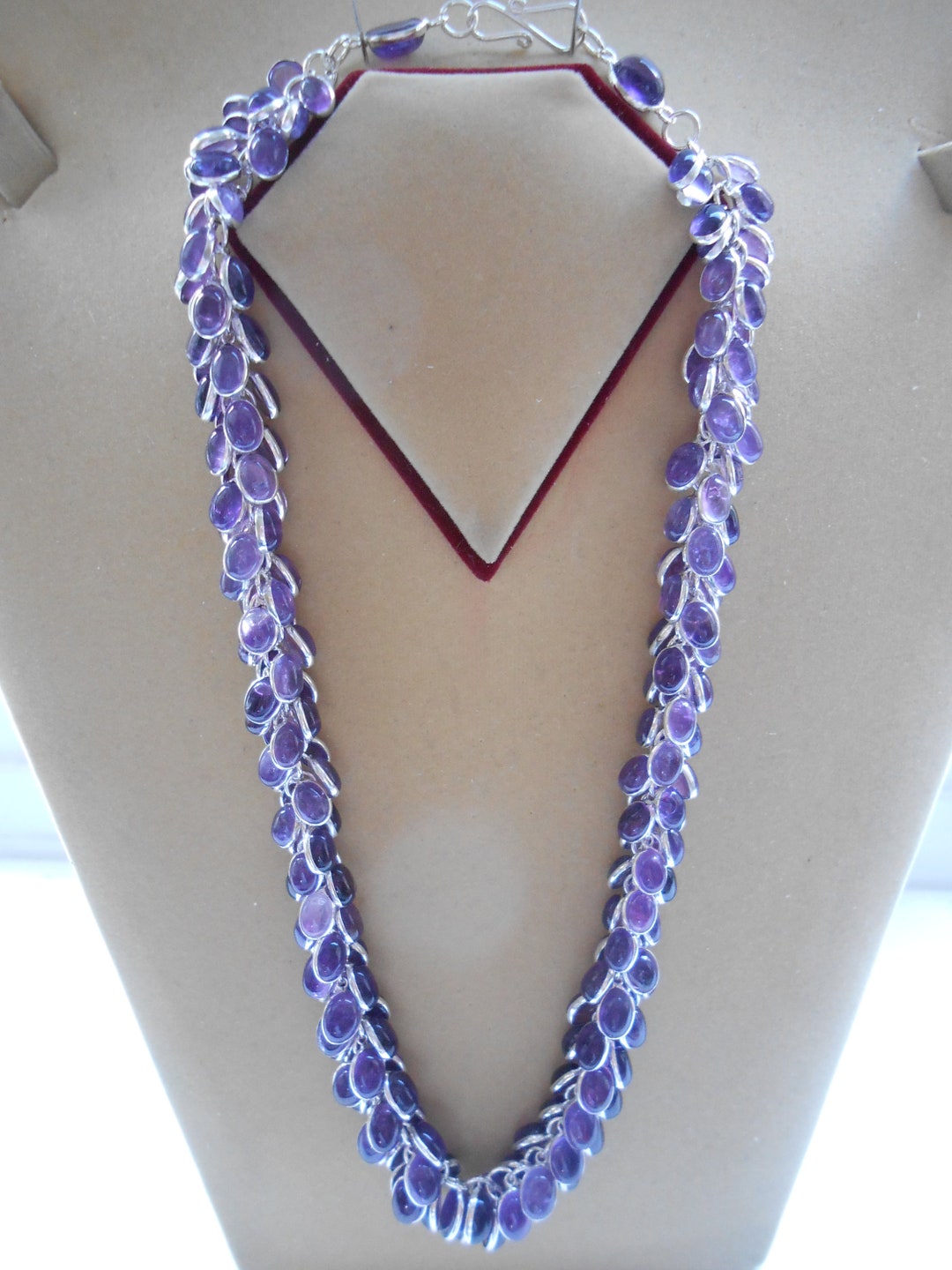 Hallmark Sterling Silver Sri Lanka Amethyst Choker Bunch Necklace N22/7