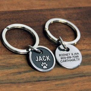 Stainless Steel Dog Tag, Custom Paw Style ID Tags for Dogs and Cats, Personalized Name Tag, Deep Engraved Pendant