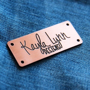 Metal Tags, Metal Labels, Sewing Labels, Custom Metal Tags, Brass Labels, Deep Engraved MetalTags