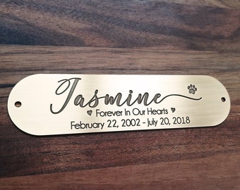 Personalized Brass Pet Memorial Plaque, Custom Engraved Sign