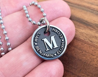 Personalized Necklace, Custom Necklace, Necklace For Dad, Dad Necklace, Engraved Necklace with Name, Gift for Dad, Stainless Steel Pendant