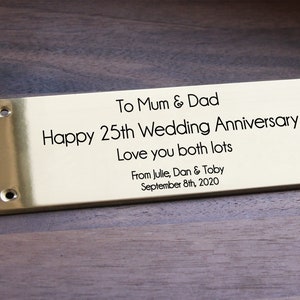 Brass plaque, anniversary plaque, brass sign, personalized brass sign, family sign, remembrance plaque, wedding aniversary plaque