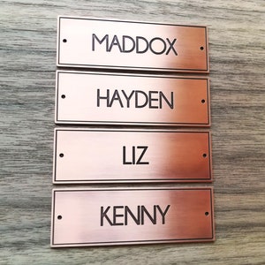 Letrero de puerta personalizado, placa de metal, letrero de cobre personalizado, letrero de metal, letrero con nombre grabado, placa de cobre