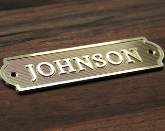 Custom Brass Door Sign, Deep Engraved Name Plate