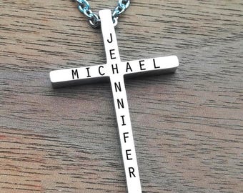 Personalized Cross Necklace, Custom Jewelry, Cross Necklace, Fathers Day Gift, Necklace For Men