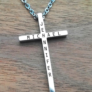 Personalized Cross Necklace, Custom Jewelry, Cross Necklace, Fathers Day Gift, Necklace For Men