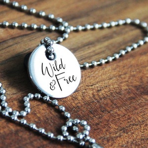 Personalized Necklace, Engraved Stainless Steel Pendant, Custom Necklace, Personalized Gift