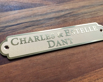 Custom Brass Name Plate - Engraved Door Sign, Personalized Plaque