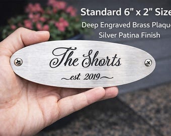 Custom Brass Door Sign – Personalized House Name Plaque – Engraved Metal Sign