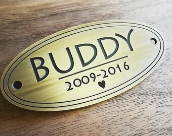 Personalized Pet Memorial Brass Plaque, Engraved Remembrance