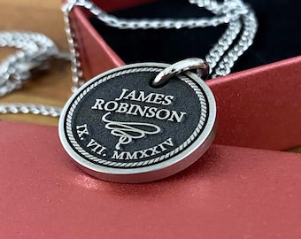 Fathers Day Necklace, Custom Stainless Steel Pendant