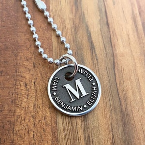Personalized Necklace, Letter Necklace, Necklace For Dad, Dad Necklace, Engraved Necklace with Name, Gift for Dad, Stainless Steel Pendant