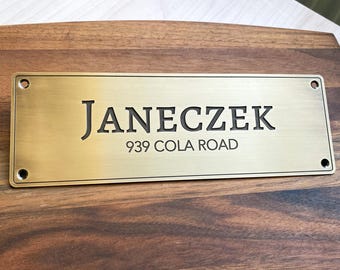 Custom Brass House Name Plaque – Personalized Door Sign, Engraved Metal Family Name (Handmade)