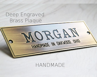 Personalized Brass Name Plaque – Custom Engraved Metal Sign for Door or Office