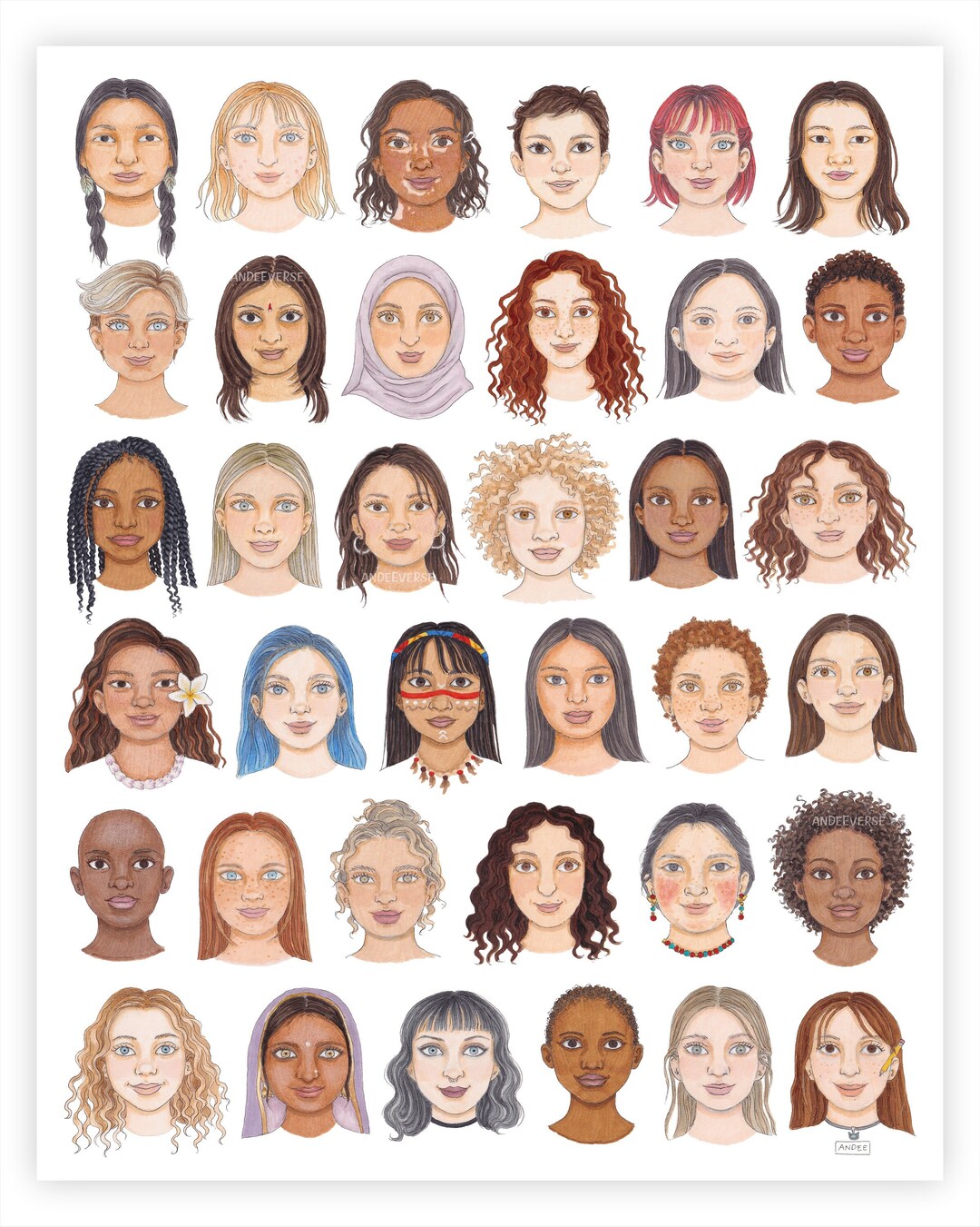 Diversity Marker Drawing Fine Art Print 8x10 Women of the - Etsy
