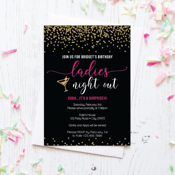 Ladies Night Out Birthday Invitation Etsy