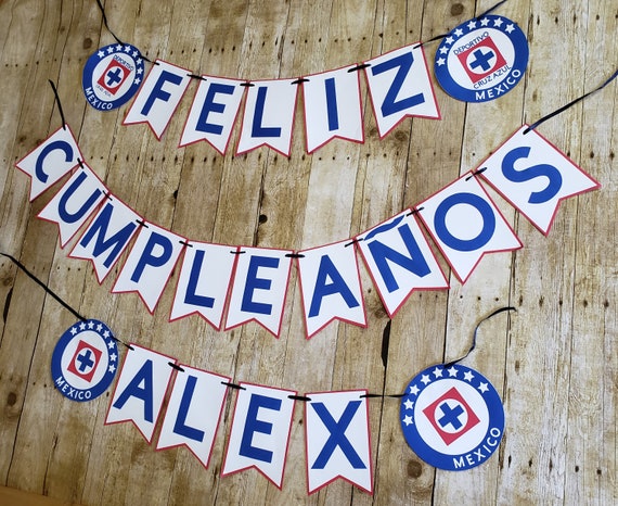 Cruz azul cumpleaños banner / decoraciones de fútbol / fútbol | Etsy México