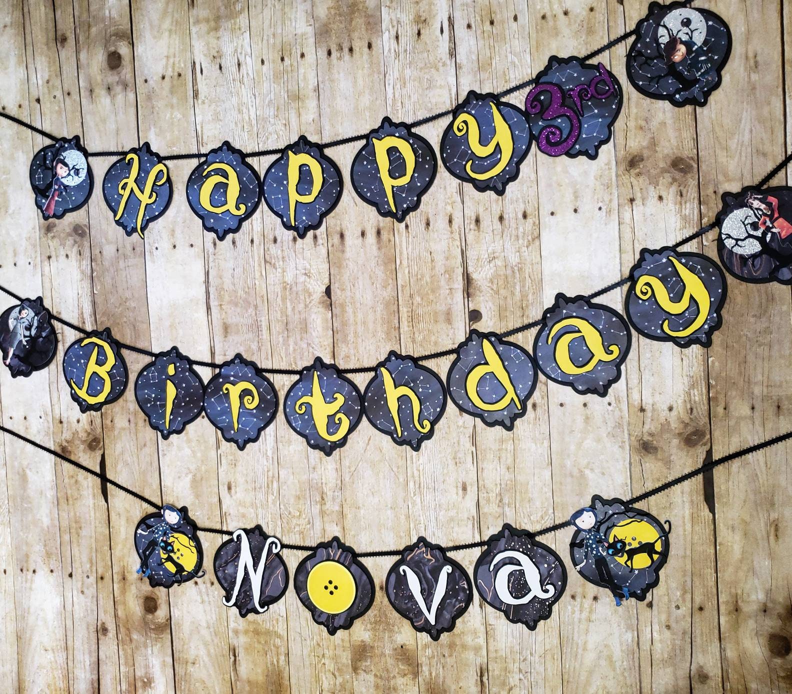 Coraline Banner Coraline Birthday Happy Birthday Banner Coraline Party  Decor 