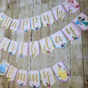 Princess Banner| princesses Birthday| Happy birthday banner| princess party decor