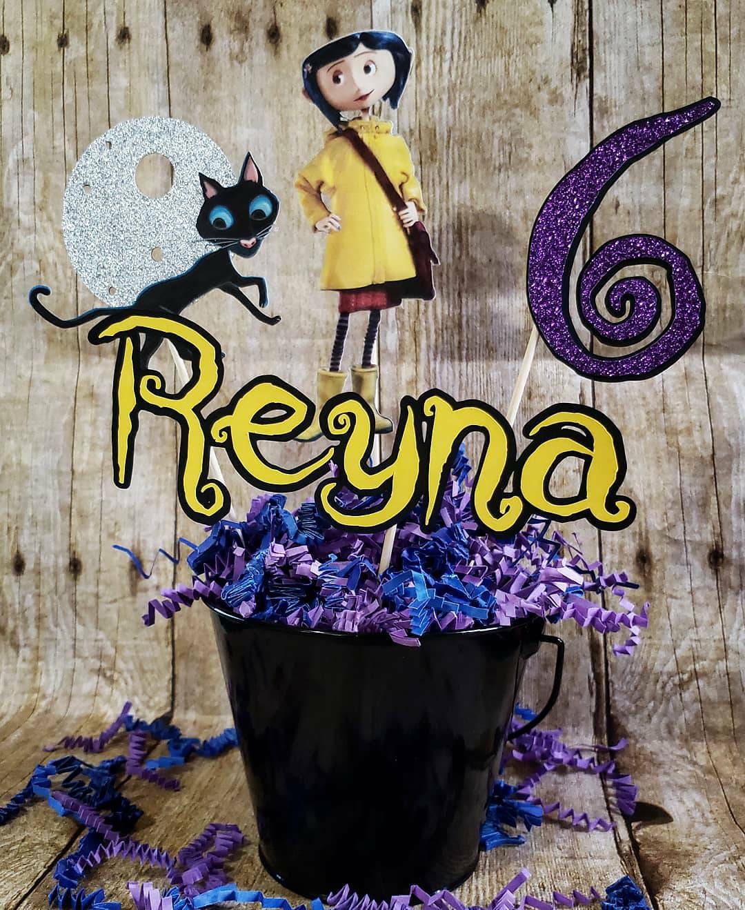 Coraline Birthday Party Decorations,8Pcs Coraline Theme Party Centerpieces  for Tables,Photo Booth Props, Cake Toppers, Coraline Party Supplies for