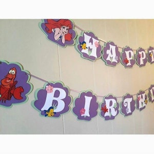 Little mermaid Ariel birthday banner