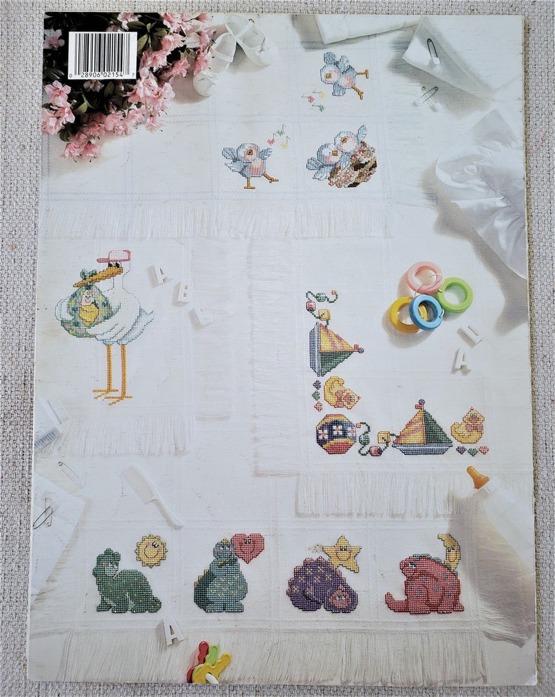 Baby Cross Stitch Patterns Clown Leisure Arts 1991 Baby Cover Ups Chicks Nursery Decor Dinosaur Sewing Fiber Craft Supplies Tools