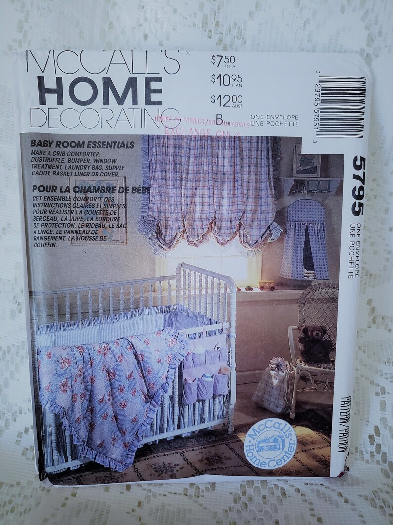 Nursery Decor Sewing Pattern Mccalls 5795 Crib Bumper Etsy