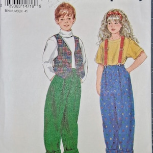 Simplicity 8716 Child Pants Vest Vintage 1993 Sewing Pattern Size 2-6X UC FF Easy