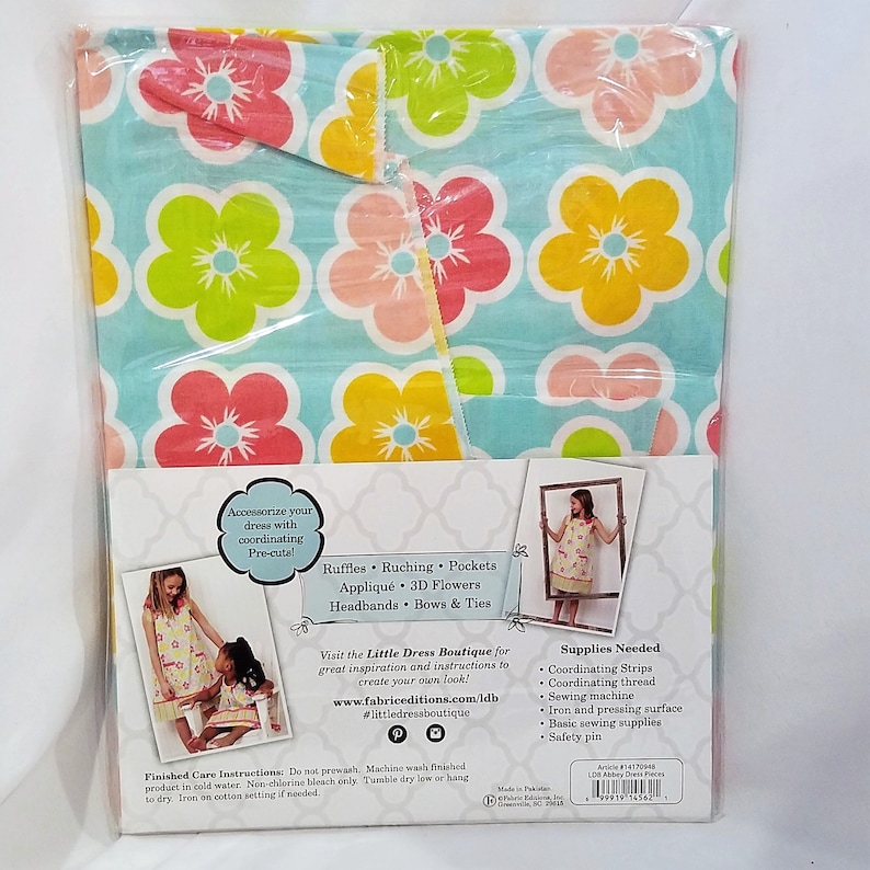 Blue Floral Little Dress Boutique DIY Girls Dress Kit Abbey Fits Sizes 3-7