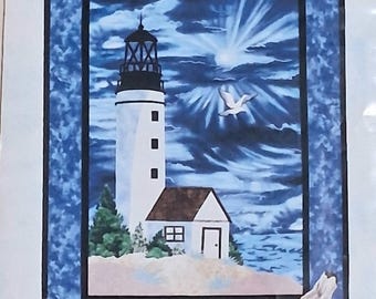 Vintage Lighthouse Applique Quilt Pattern 1998 Sunset Silhouette Designs Nautical Wall Hanging