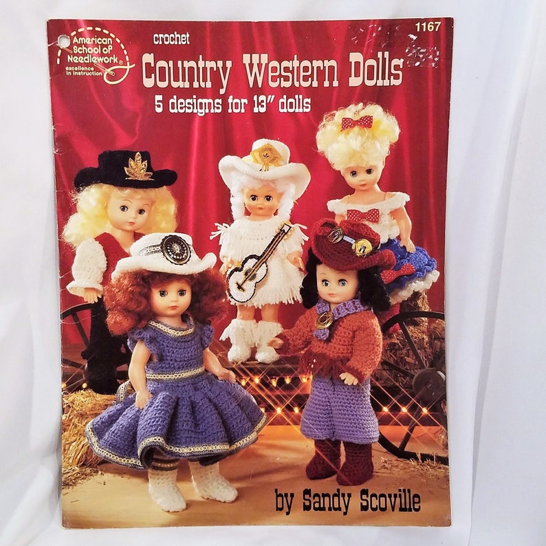 Country Western Dolls 5 Designs for 13/" Dolls Crochet PATTERN//Instructions