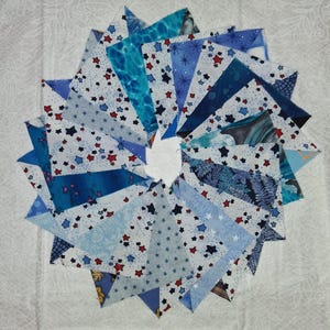 20 Half Square Triangle Quilt Squares 3.5 Inch HST Blue Stars