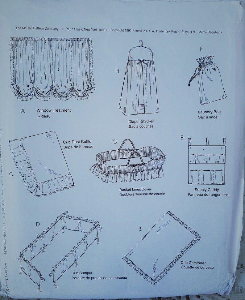 Nursery Decor Sewing Pattern Mccalls 5795 Crib Bumper Comforter