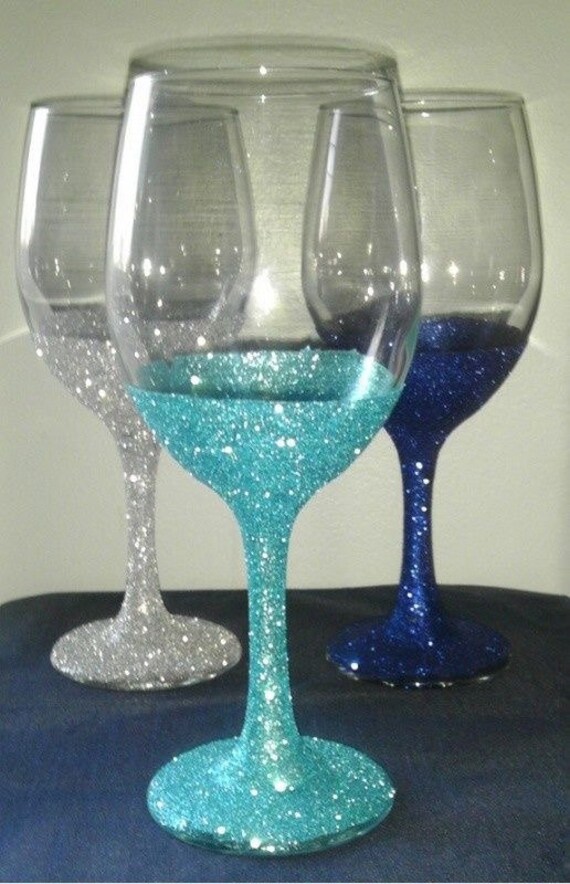 Sparkle Wine Glasses Etsy