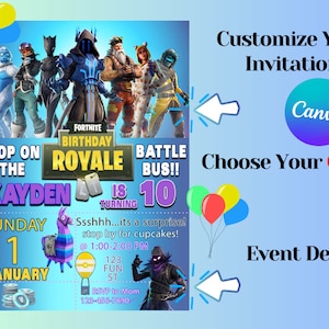 Invitación de cumpleaños del juego Fort