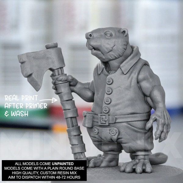 BEAVER WOODCUTTER Fantasy: Frostgrave, Pathfinder, D&D, Resin Miniature