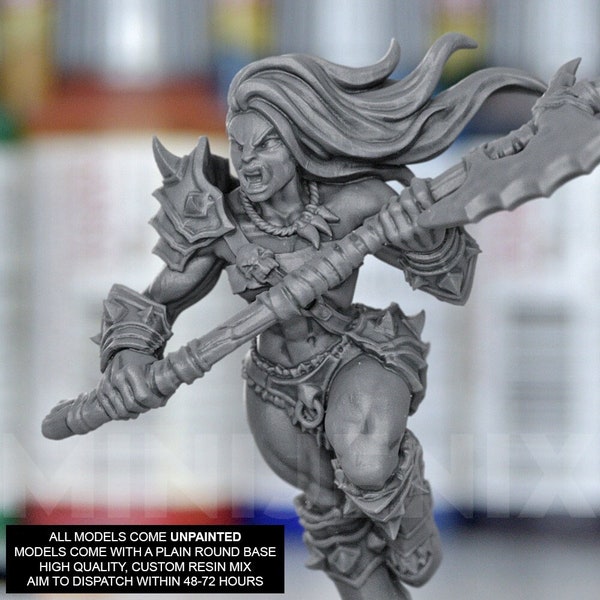 B36 FEMALE ORC WARRIOR || Artisan Guild D&D Resin Tabletop Miniature Kit 28mm 32mm