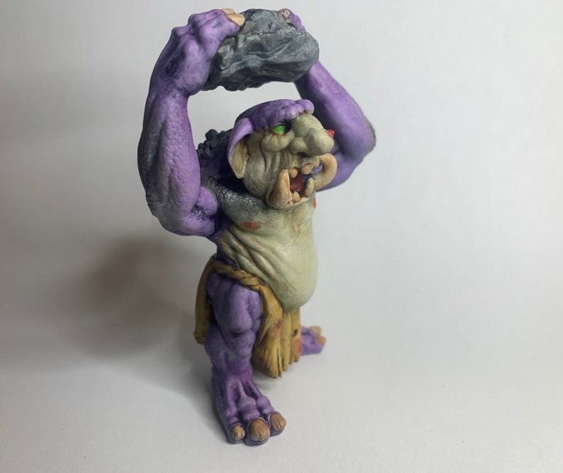 Troll Eating Rocks UNPAINTED ROCK TROLL Fantasy: Frostgrave, Pathfinder, D&D, Resin ...