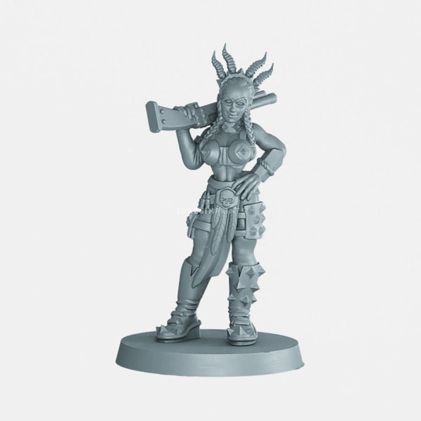 WASTELAND PUNK GIRL Sci-Fi: Shadowrun, Cyberpunk, Resin Miniature 28mm 32mm D13