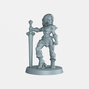 B39 RED SONJA BARBARIAN Fantasy: D&D, Frostgrave, Resin Miniature 28mm 32mm