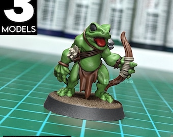 FROG ARCHER SET Fantasy: Frostgrave, Pathfinder, D&D, Resin Miniature