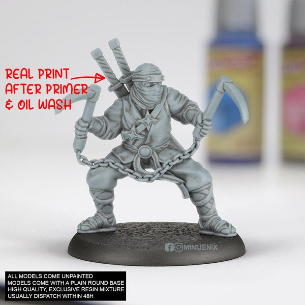 NINJA RONIN Fantasy: Pathfinder, Frostgrave, 3D Resin Miniature 28mm 32mm A33