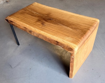 Beautiful coffee table, Scandinavian industrial style, made of reclaimed natural oak.